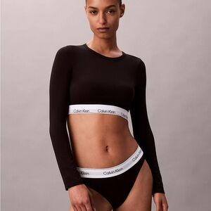 Calvin Klein Black Long Sleeve Bralette/Crop Top NWT